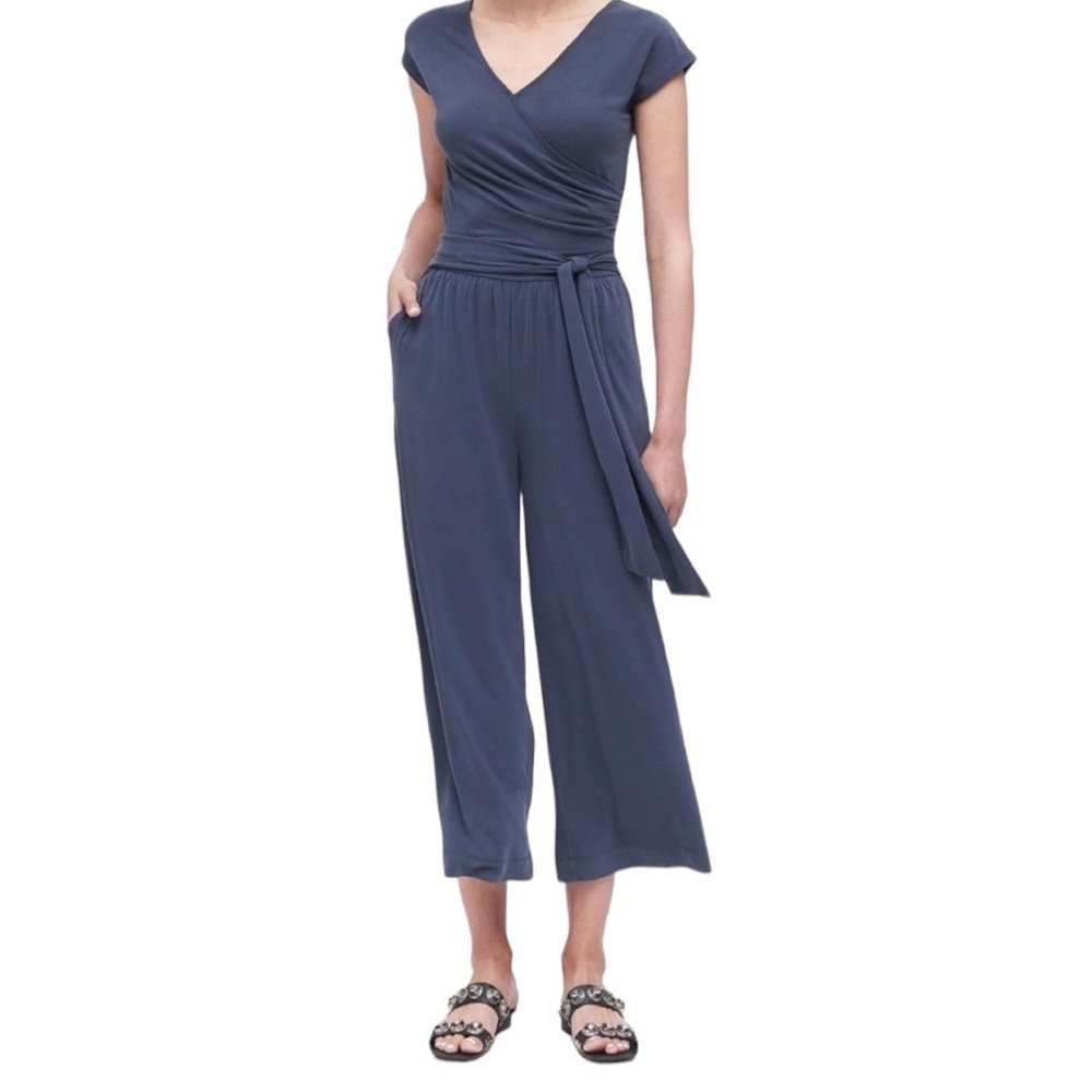 Banana Republic Navy Cropped Jumpsuit
